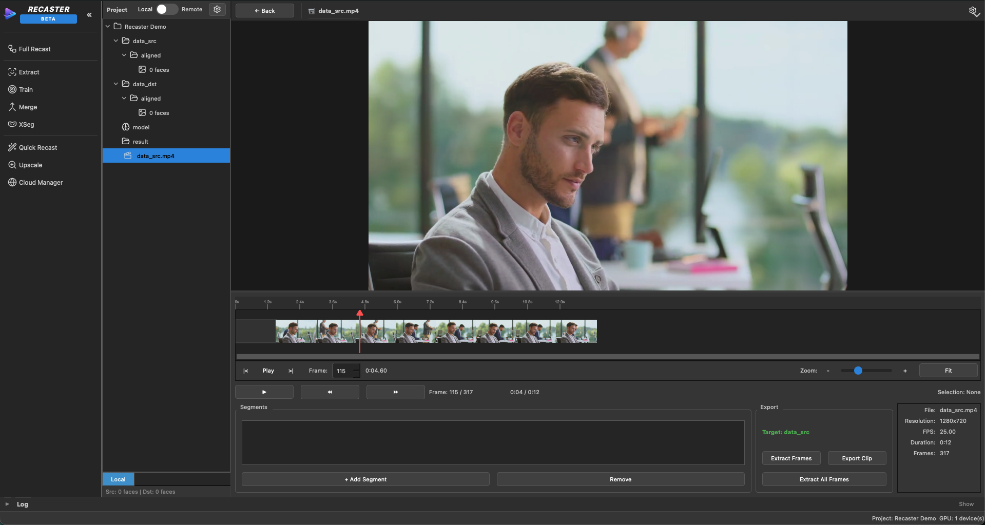 Recaster application interface